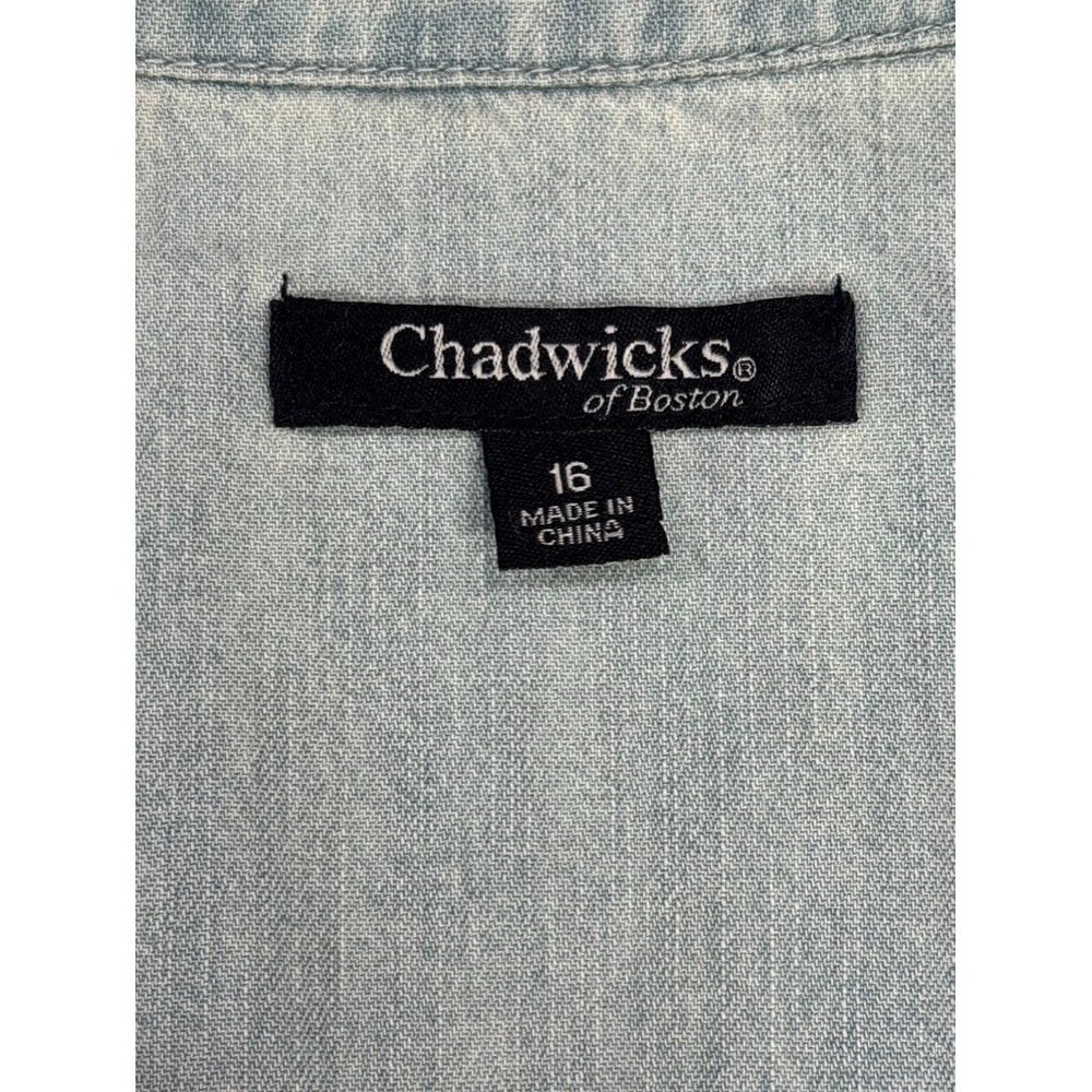 Chadwicks of Boston Soft Denim Chambray Shirt Dress 16 Button Front Blue - Picture 5 of 8